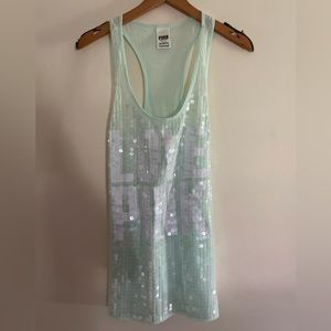 VS Pink Sequin Racerback Tank